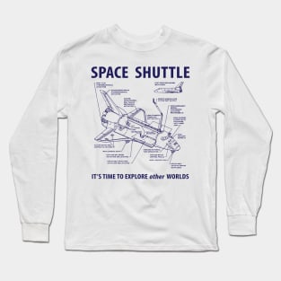 Space Shuttle Retro Graphic Schematic Layout Long Sleeve T-Shirt